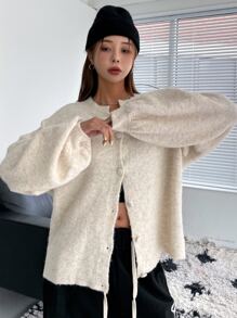 DAZY Solid Drop Shoulder Cardigan,Long Sleeve Tops,Fall Clothes Jacket