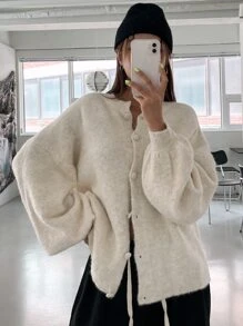 DAZY Solid Drop Shoulder Cardigan,Long Sleeve Tops,Fall Clothes Jacket
