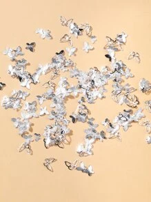 A Pack Of 100 Frosted Hollow Butterflies Assorted Three-dimensional Nail Art Accessories - Silver - View 2