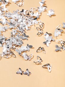 A Pack Of 100 Frosted Hollow Butterflies Assorted Three-dimensional Nail Art Accessories - Silver - View 3