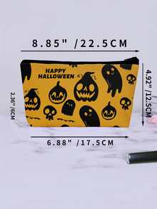 Halloween 1pc Pumpkin Pattern Zippered Makeup Bag