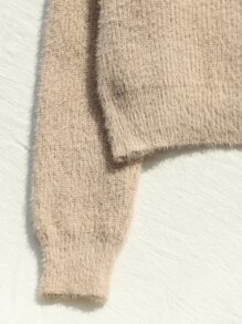 SHEIN Girls Turtleneck Drop Shoulder Jumper - Apricot - View 3