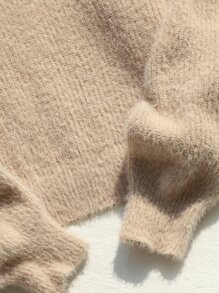 SHEIN Girls Turtleneck Drop Shoulder Jumper - Apricot - View 6