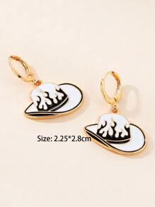 Hat Drop Earrings - Black and White - View 3