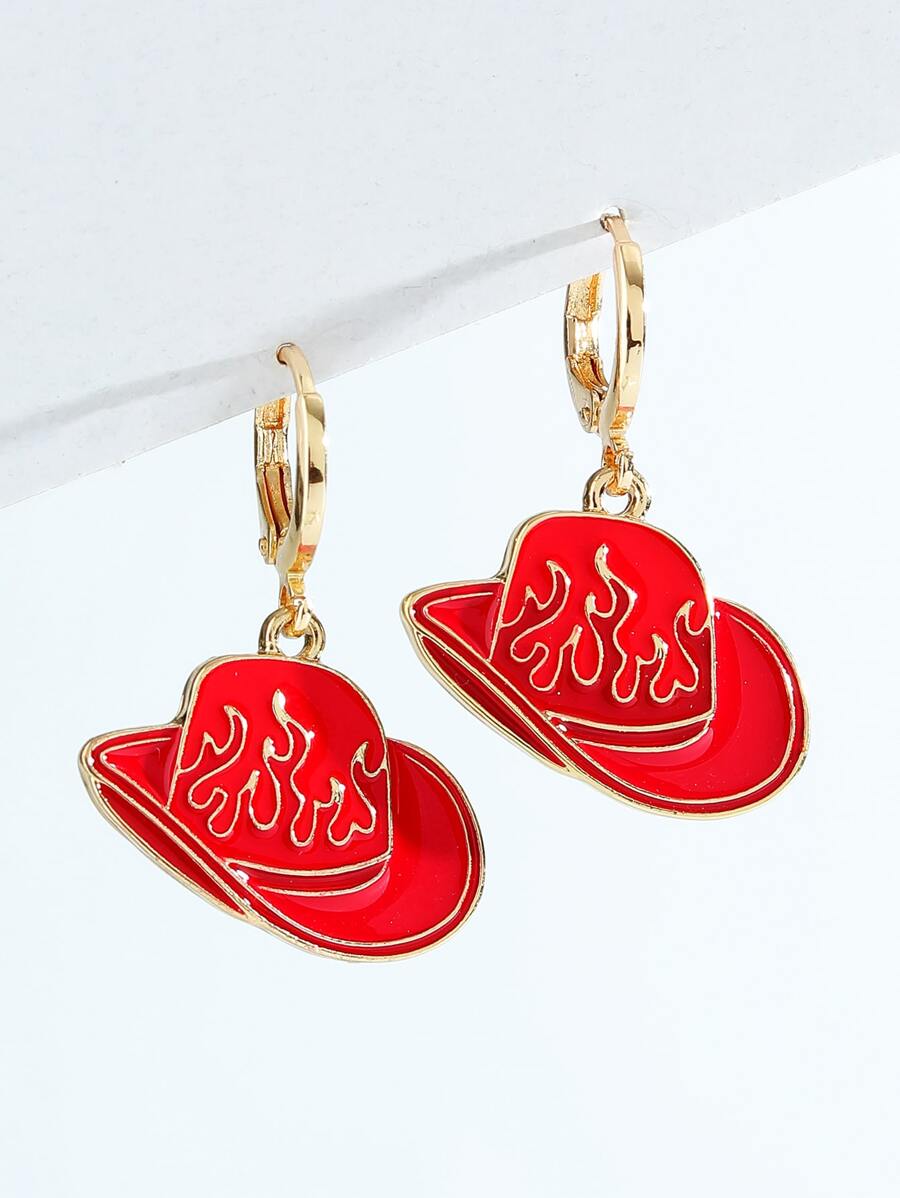 帽子耳墜 - 紅色 - 查看 1