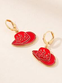 帽子耳墜 - 紅色 - 查看 2