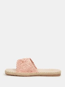 Braided Detail Espadrille Slide Sandals - Pink - View 2