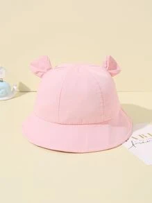Sombrero tipo balde con orejas de animal adorable y a la moda, adecuado para niñas y niños bebés, ajustable, con protección solar, apropiado para combinaciones diarias y de ocio de niñas y niños pequeños - Rosa - Ver 2