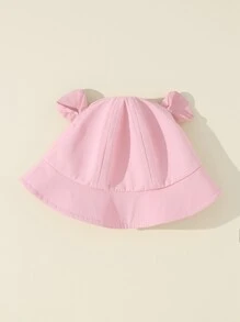 Sombrero tipo balde con orejas de animal adorable y a la moda, adecuado para niñas y niños bebés, ajustable, con protección solar, apropiado para combinaciones diarias y de ocio de niñas y niños pequeños - Rosa - Ver 3