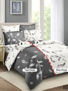 3pcs/Set Feather Pattern Duvet Cover Set(1 Duvet Cover & 2 Pillowcase)Soft And Skin-Friendly Duvet Cover Bedding Set For Home, All Season Bed Sheets Set - Multicolor - View 7