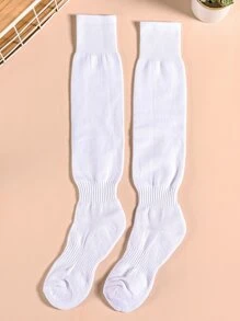 Men Plain Soccer Socks Football Socks Sports, For Gym - White - View 3