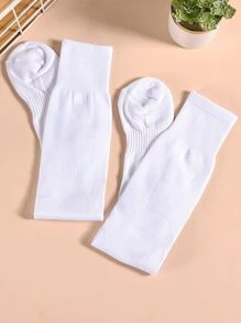 Men Plain Soccer Socks Football Socks Sports, For Gym - White - View 5