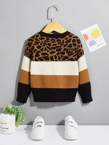 SHEIN Toddler Girls Graphic Pattern Colourblock Jumper - Multicolor - View 2