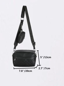 High School Students University Freshman Multifunctional Sling Bag Shoulder Bag Casual Bag Men Argyle Quilted Square Bag With Coin Purse, Handbag Schoolbag For Travel,College,Outdoors,Sports,Commute Crossbody Bag Side Bag Square Bag For Holiday Travel Essentials Commute Business Casual Outdoor For Business Men Summer Men Gifts Sling Bag For Man Man Bag Cross Body Bag Side Bag Back To School School Supplies Fall Messenger Bag Bag For Man Cylinder Bag Old Money Halloween Christmas - Black - View 3