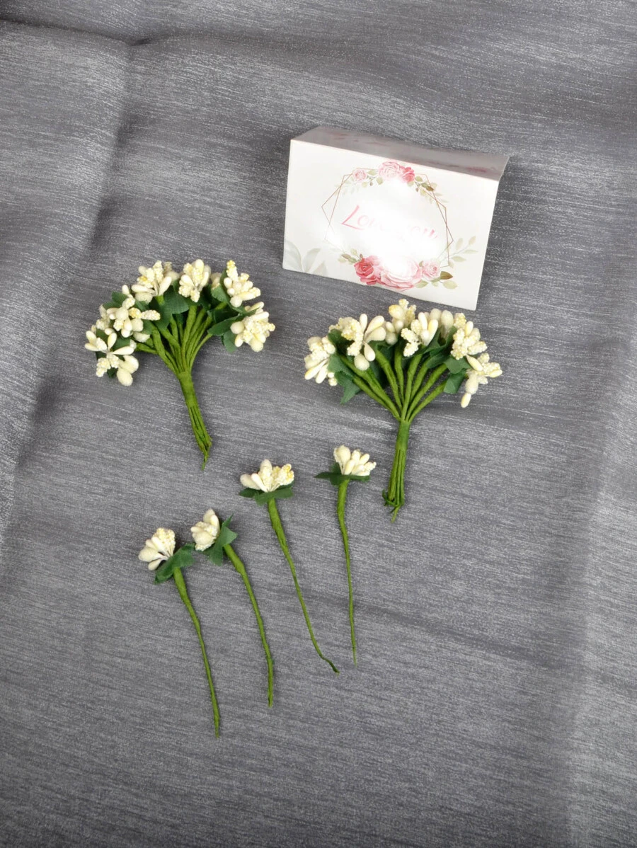 12/36 件仿花雌蕊仿珍珠 DIY 人造花雄蕊 - 白色 - 查看 1