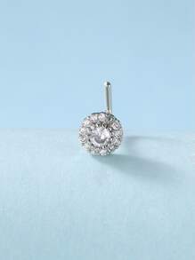 Fashionable Cubic Zirconia Decor Nose Stud Stainless Steel For Women & Men No Piercing Needed Septum Body Jewelry - Silver - View 4