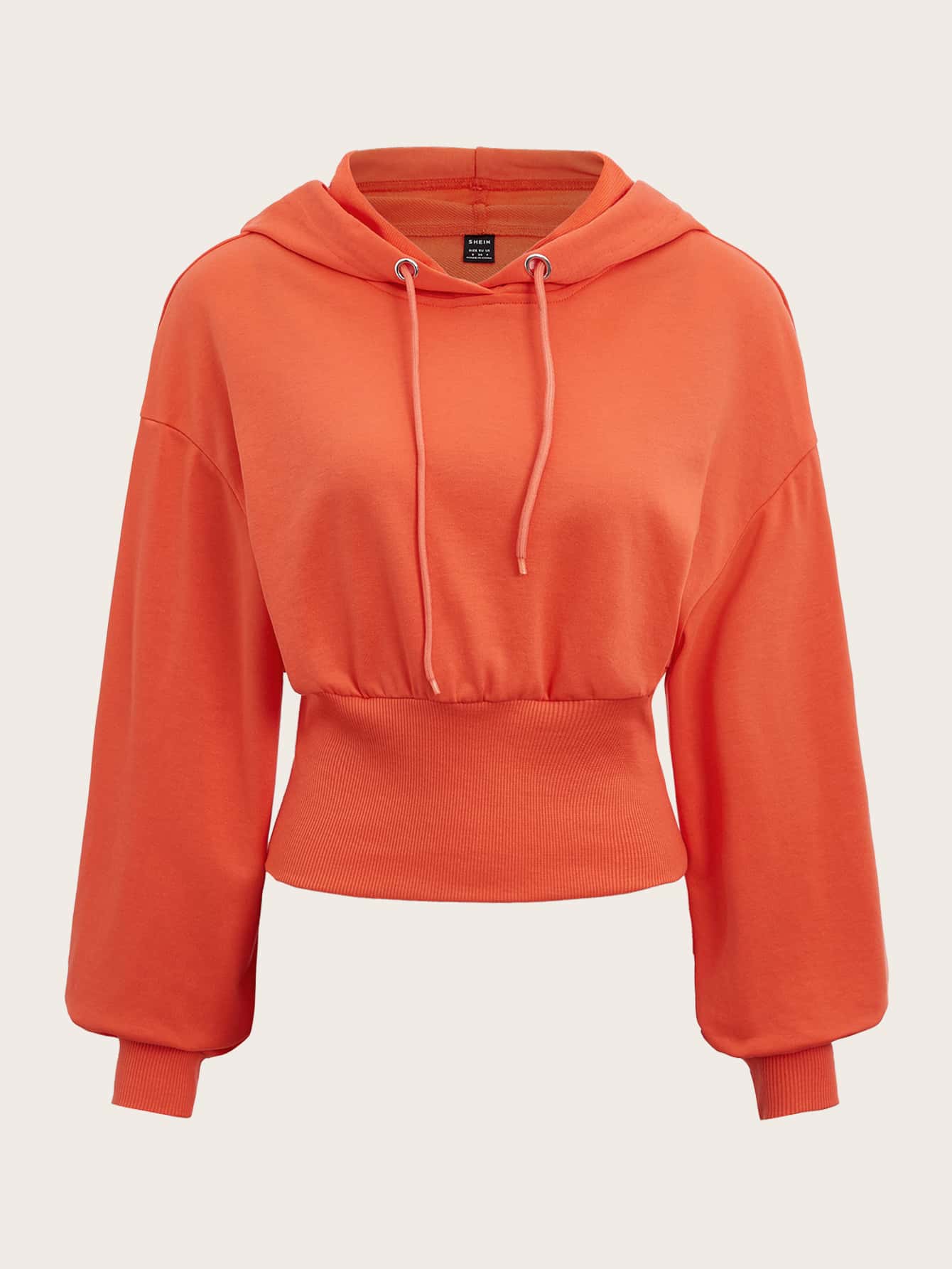 SHEIN Coolane Drop Shoulder Drawstring Hoodie - Orange - View 1
