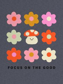 NKTN Áo thun nữ Hoa Lá thư Giải trí - Màu xanh bụi bặm - Xem 2