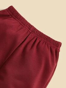 SHEIN Bộ thời trang bé trai Ô tô/xe hơi Lá thư Giải trí - Đỏ và trắng - Xem 3