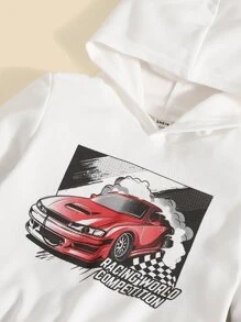 SHEIN Bộ thời trang bé trai Ô tô/xe hơi Lá thư Giải trí - Đỏ và trắng - Xem 4