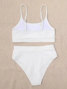 Summer Textured High Waisted Bikini - White - View 2