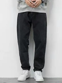 Manfinity Hypemode Hombres Jeans con bolsillo oblicuo - Negro - Ver 1