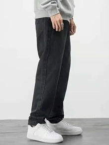 Manfinity Hypemode Hombres Jeans con bolsillo oblicuo - Negro - Ver 3