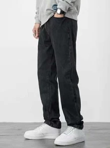 Manfinity Hypemode Hombres Jeans con bolsillo oblicuo - Negro - Ver 4