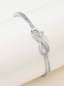 1 chiếc vòng tay hình trái tim bằng bạc, thích hợp để đeo hàng ngày. - Bạc - Xem 1
