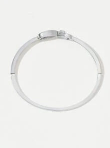 1 chiếc vòng tay hình trái tim bằng bạc, thích hợp để đeo hàng ngày. - Bạc - Xem 3