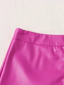 SHEIN Clasi PU Leather Skinny Shorts - Hot Pink - View 4