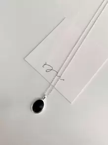 Nooxian Oval Pendant Necklace - Multicolor - View 4