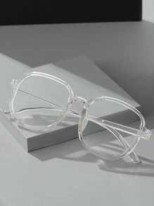 1 件女士时尚多边形透明镜片眼镜，多色可选，适合日常使用，如电脑、手机、阅读和游戏 - 無色 - 查看 1