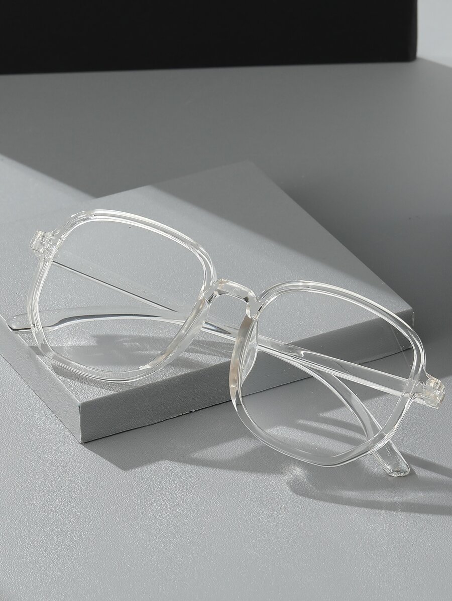 1 件女士时尚多边形透明镜片眼镜，多色可选，适合日常使用，如电脑、手机、阅读和游戏 - 無色 - 查看 1