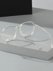 1 件女士时尚多边形透明镜片眼镜，多色可选，适合日常使用，如电脑、手机、阅读和游戏 - 無色 - 查看 2