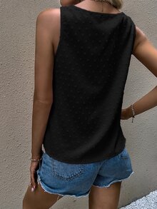 Áo sơ mi nữ Tương phản ren màu trơn Boho - màu đen - Xem 2