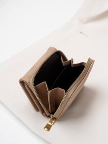 极简主义零钱包小号双折拉链女士钱包迷你轻薄多层便携式身份证现金信用卡简约时尚现代商务周年纪念情人节生日礼物情侣女士女孩女士钱包教师礼物送给女朋友女士礼品包女士礼物钱包钱包小钱包 - 卡其色 - 查看 4