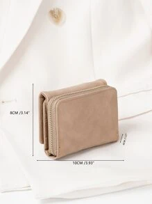 极简主义零钱包小号双折拉链女士钱包迷你轻薄多层便携式身份证现金信用卡简约时尚现代商务周年纪念情人节生日礼物情侣女士女孩女士钱包教师礼物送给女朋友女士礼品包女士礼物钱包钱包小钱包 - 卡其色 - 查看 5