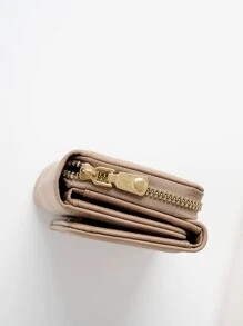 极简主义零钱包小号双折拉链女士钱包迷你轻薄多层便携式身份证现金信用卡简约时尚现代商务周年纪念情人节生日礼物情侣女士女孩女士钱包教师礼物送给女朋友女士礼品包女士礼物钱包钱包小钱包 - 卡其色 - 查看 6