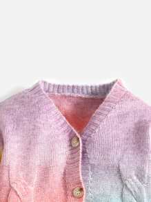 SHEIN Baby Ombre Cable Knit Cardigan - Multicolor - View 4