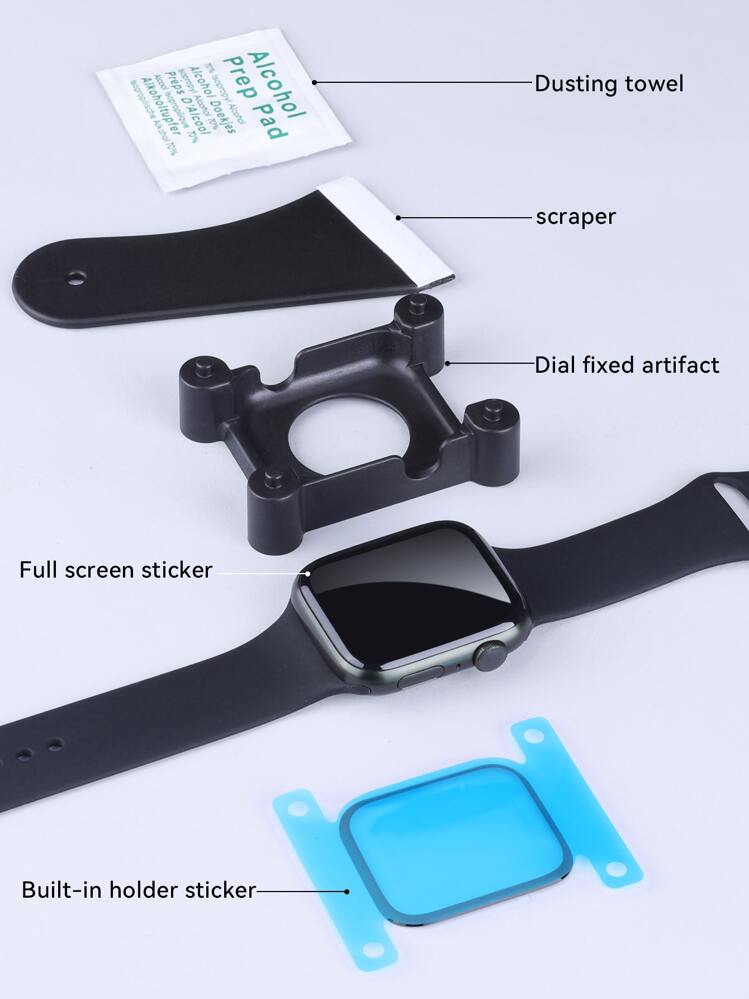 1pc Screen Protector Compatible With Apple Watch - Black - View 6