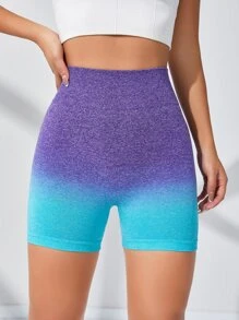 Yoga Trendy 漸層緊縮褶皺臀部寬腰帶運動短褲 - 彩色 - 查看 4