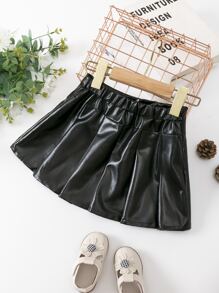 SHEIN Váy bé gái Xếp li màu trơn Sẵn sàng - màu đen - Xem 2