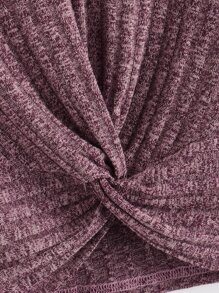 SHEIN 女小童扭結下擺T恤 - 紅木色 - 查看 4