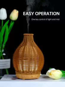 ellestfun 1pc USB 5V 80ml PP Simulation Rattan Weaving Process Ultrasonic Aromatherapy Humidifier, Suitable For Small Room Aromatherapy Humidification