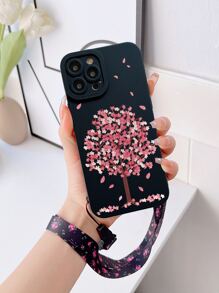 Flower Print Phone Case With Lanyard - Multicolor - View 4
