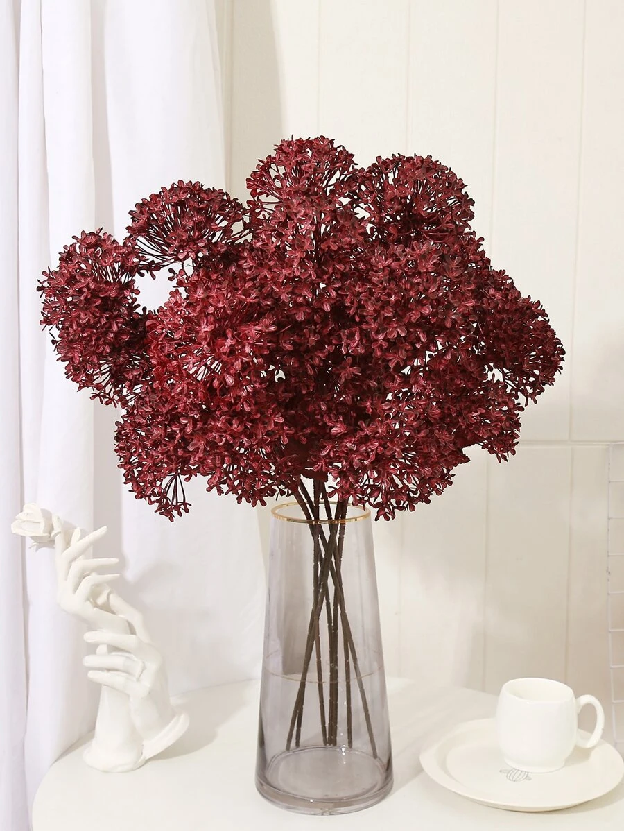 Bola de madera Artificial, gorro de flores de plástico, decoración de fiesta, 1 pieza - Burdeos - Ver 1