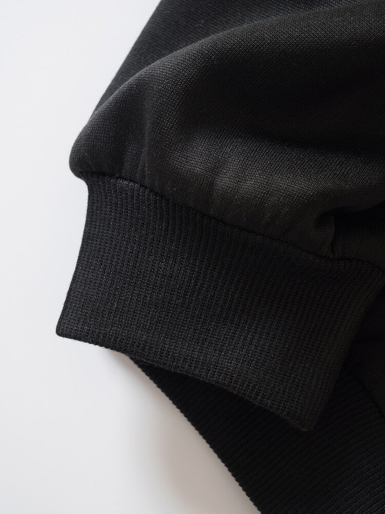 SHEIN EZwear 骷髅圖案拉鏈開襟加絨內裏抽繩連帽衫 - 黑色 - 查看 4