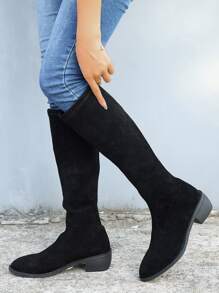 仿麂皮一腳蹬靴子 - 黑色 - 查看 3