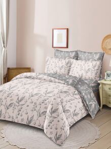 3pcs/Set Floral Leaf Pattern Duvet Cover Set(1 Duvet Cover & 2 Pillowcase)Soft And Skin-Friendly Duvet Cover Bedding Set For Home, All Season Bed Sheets Set - Multicolor - View 1